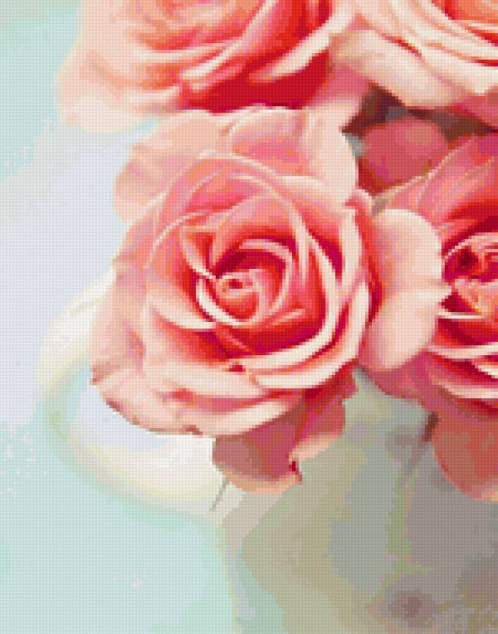 Розы - подушка, картина, розовое, цветы, розы - предпросмотр