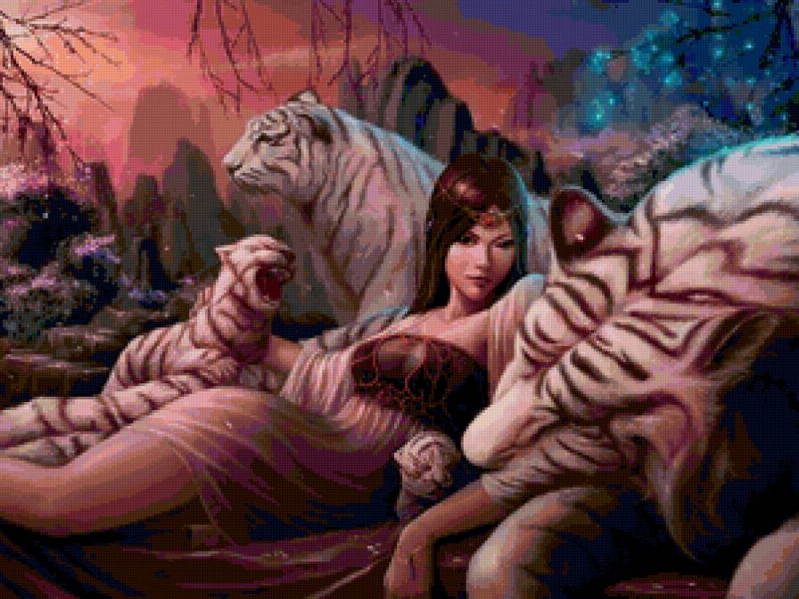 Красивые арты разных художников - тигр, люди, девушка, животные, природа - предпросмотр