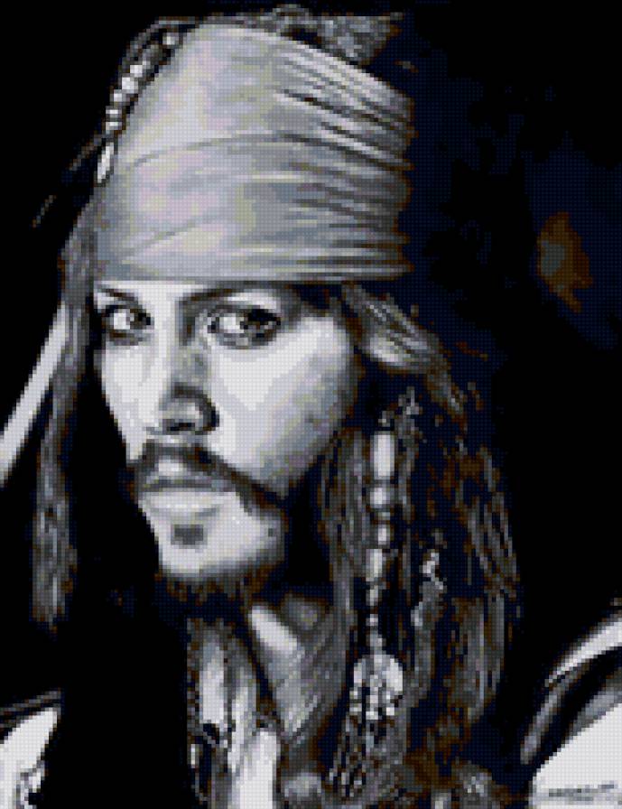 Капитан Джек Воробей. Рисованный портрет - пираты карибского моря. - предпросмотр