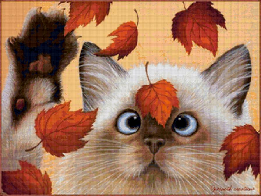 Осенний котик - коты - предпросмотр