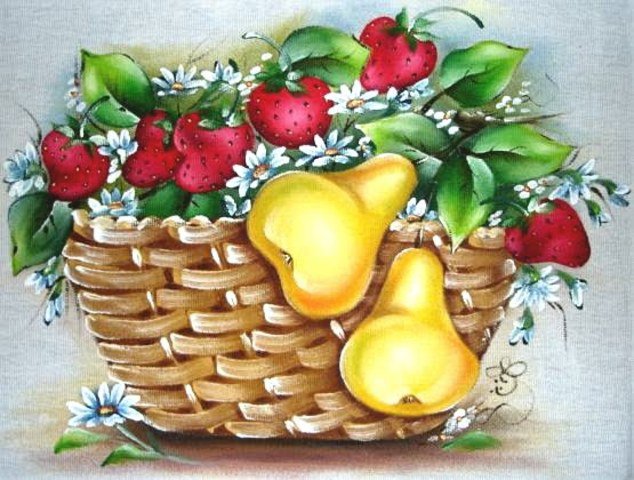 Натюрморт - фрукты, корзина, цветы, натюрморт - оригинал