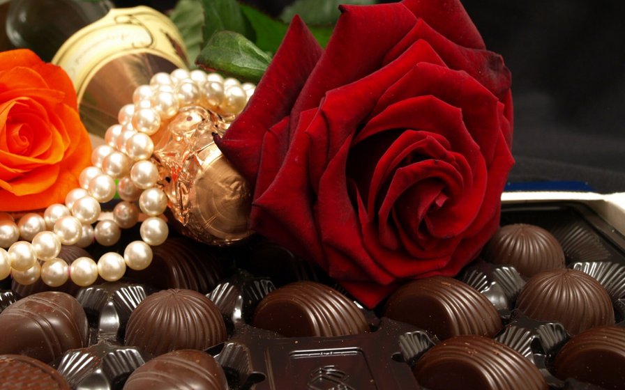 роза - роза, шоколад, цветок - оригинал