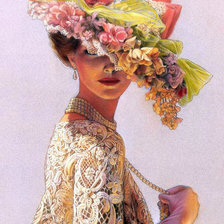 Оригинал схемы вышивки «женщина в шляпке» (№132756)