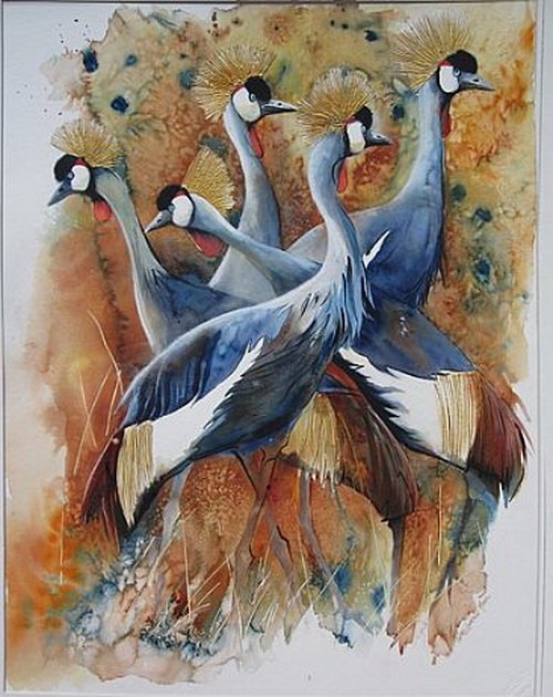 серия Африка - птицы, животные, венценосный журавль - оригинал
