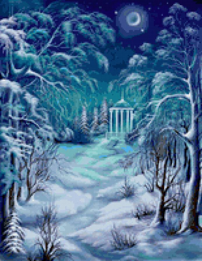 зимняя беседка - сугроб, пейзаж, снег, природа, деревья - предпросмотр