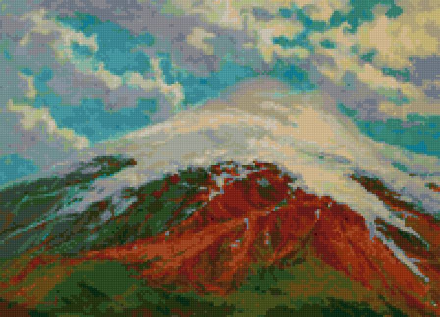 Эльбрус - горный пейзаж, снег, кчр, картина, кавказ, горы - предпросмотр