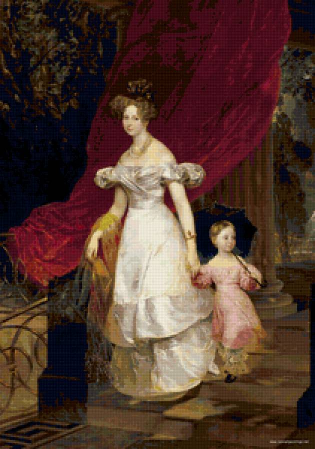 Мать с дочерью - картина, люди, портрет, классика, мать - предпросмотр