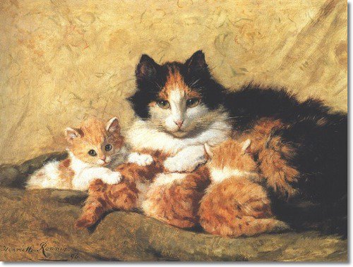 Henriette Ronner-Knip - котята, кошка - оригинал