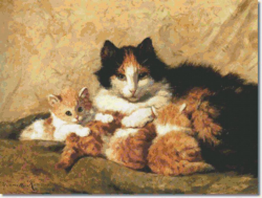 Henriette Ronner-Knip - кошка, котята - предпросмотр