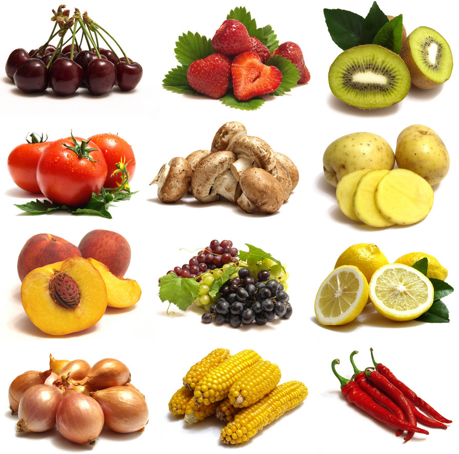 Коллаж из овощей и фруктов - фрукты, овощи - оригинал