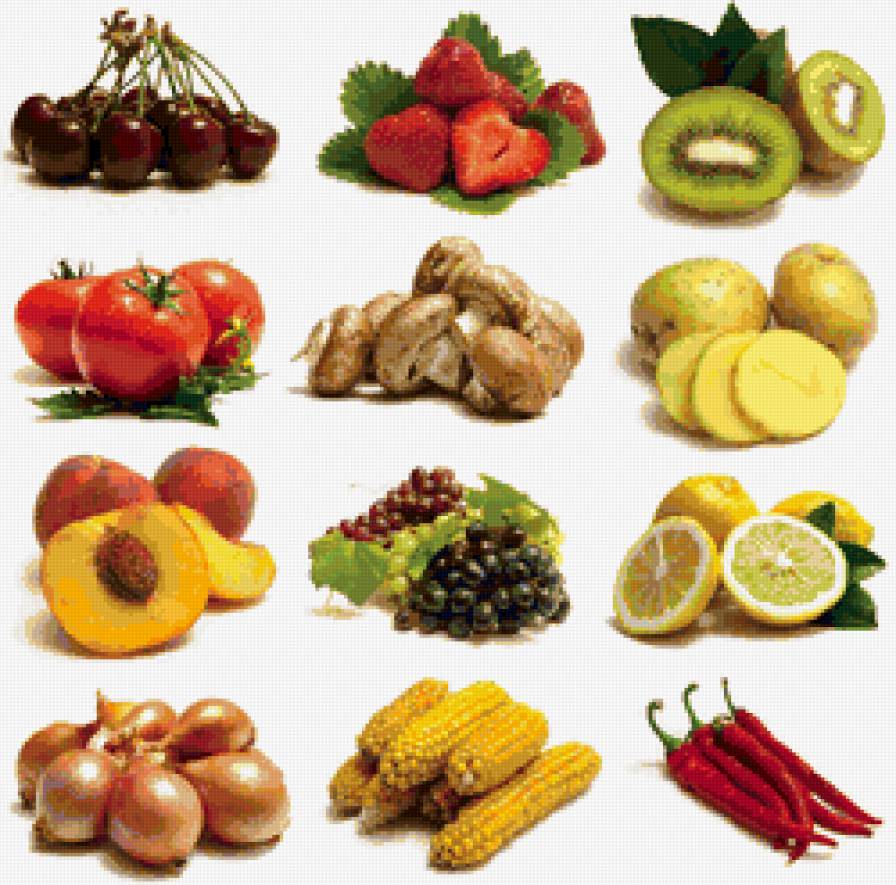 Коллаж из овощей и фруктов - овощи, фрукты - предпросмотр