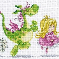 Схема вышивки «Девочка и Дракоша»
