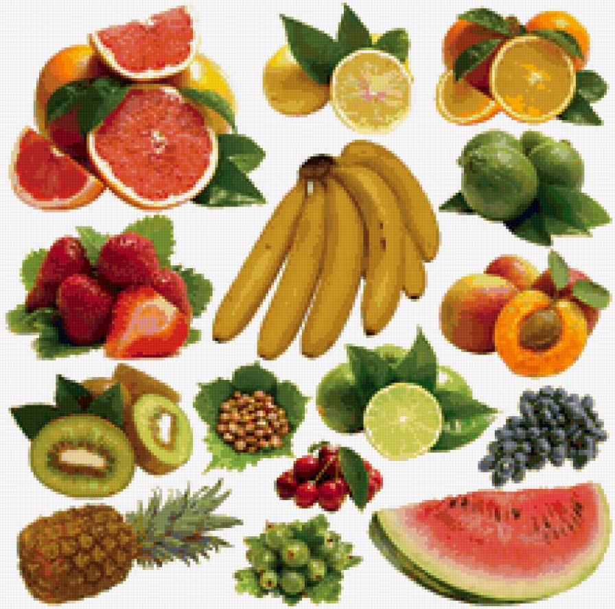 Коллаж из фруктов - фрукты, еда - предпросмотр