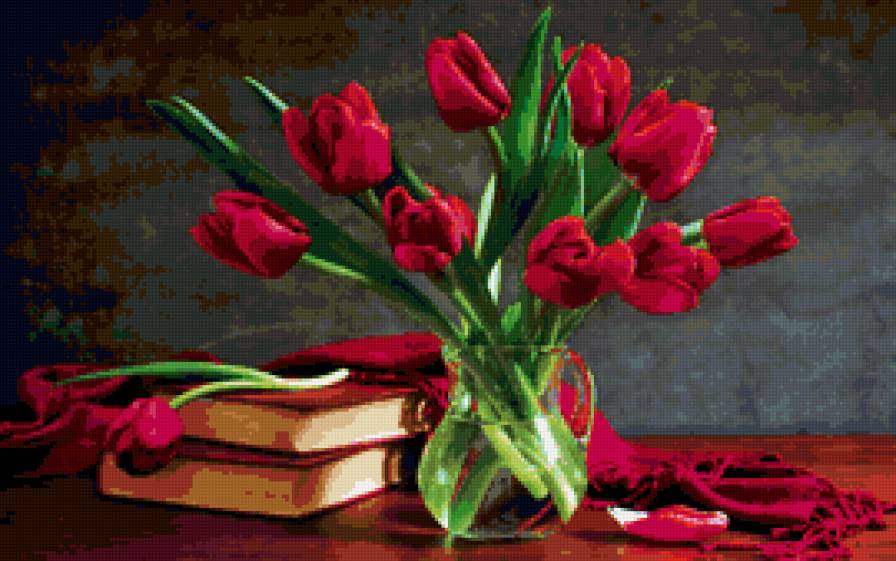 Тюльпаны, цветы, нарюрморт - предпросмотр
