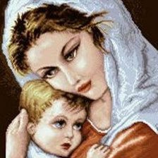 Оригинал схемы вышивки «мать с младенцем» (№137044)
