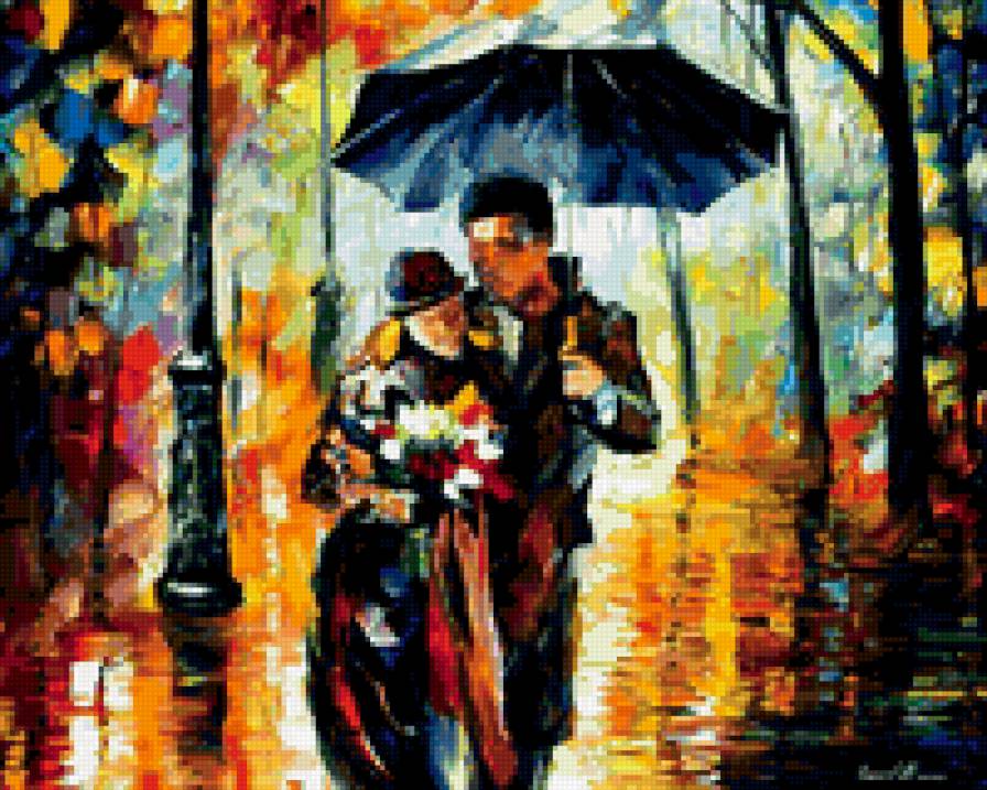 двое под дождем3 - зонт, пара, осень, влюбленные, дождь - предпросмотр
