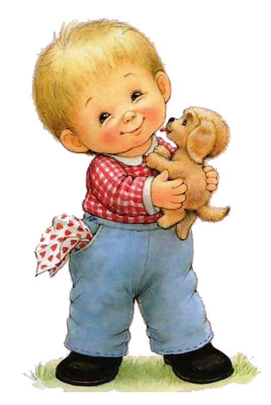 Детские картинки "Мальчик и Щенок" - детская картинка, щенок, мальчик - оригинал