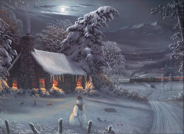 Зима - пейзаж, зима, домик - оригинал