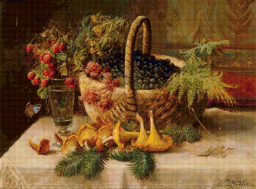 №138244 - картина, грибы, ягоды, натюрморт - предпросмотр