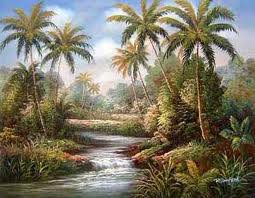 palms - river, landscape - оригинал