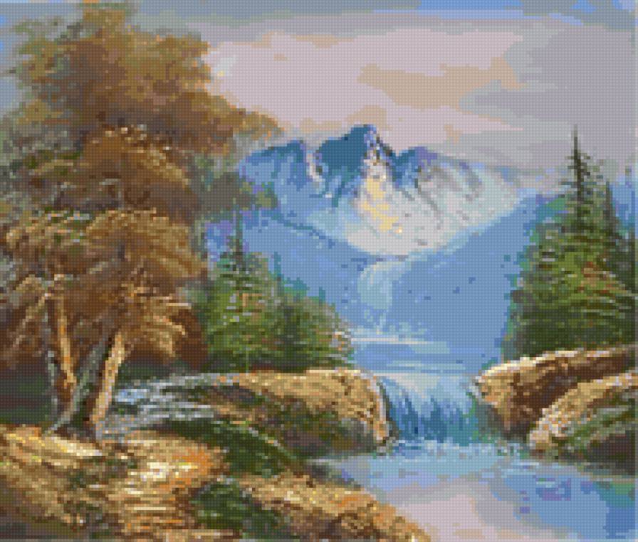 nature - mountains, river - предпросмотр