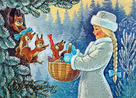 снегурочка - девочка, открытка, зима, ретро, снегурочка - оригинал