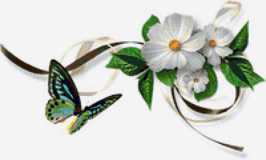 Нежность - цветы, бабочка - предпросмотр