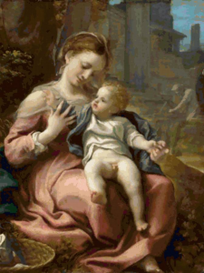 Антонио Корреджо : Мадонна с младенцем - живопись, искуство, картина - предпросмотр