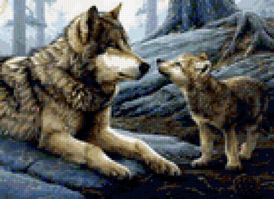 Волк и сын - природа, животные, волк - предпросмотр