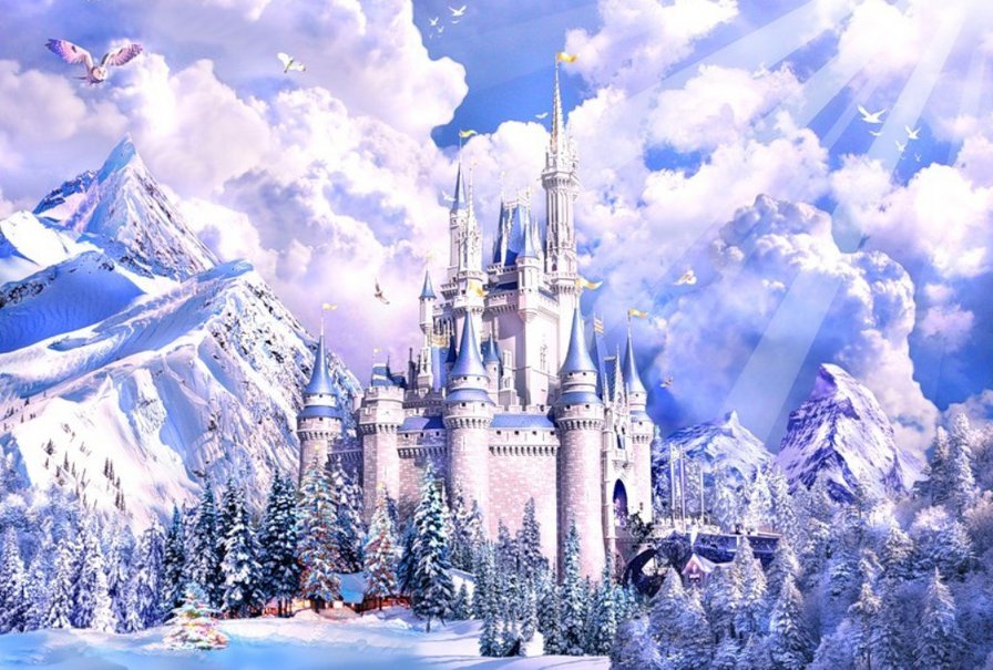 Замок снежной королевы - замки, снежная королева, дворцы - оригинал
