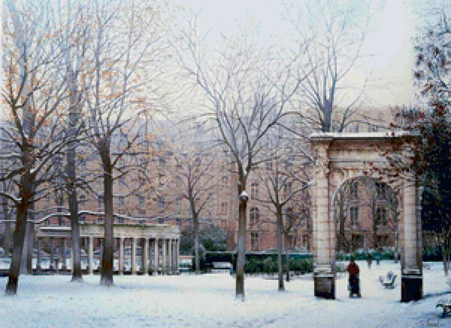 Зимний Париж - городской пейзаж, живопись - предпросмотр