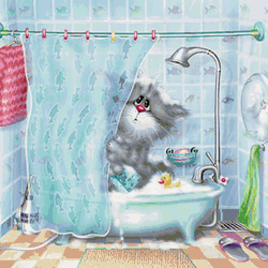 Котик в ванной - ксенопус, ванна, животные, кот, мультик - предпросмотр