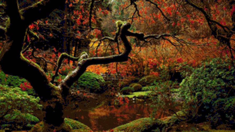 Серия "Осень" Японский парк - пейзаж, осень, парк, река, вода, деревья - предпросмотр