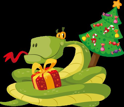 Змейка - праздник, новый год, елка, змея, новогодняя, подарок - оригинал