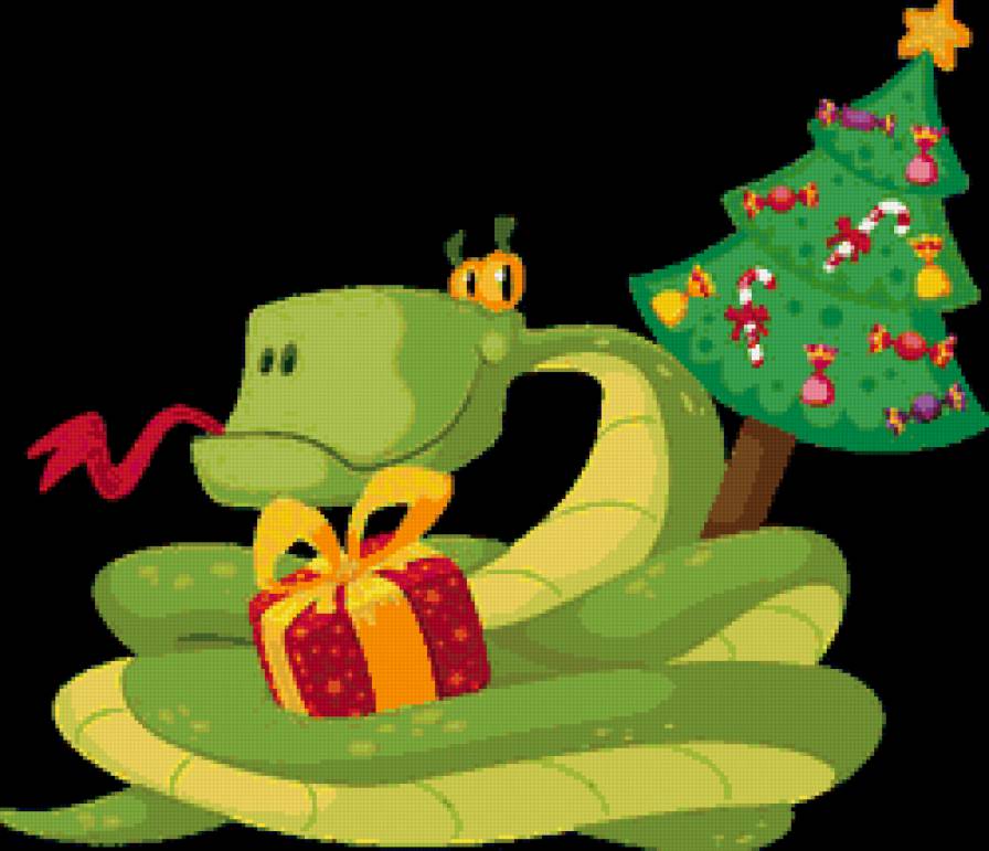 Змейка - праздник, новый год, елка, новогодняя, змея, подарок - предпросмотр