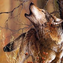 Оригинал схемы вышивки «Воющий волк» (№140816)