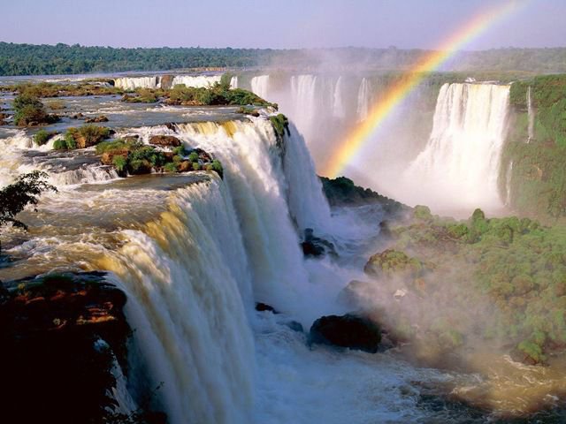 Водопад - водопад, красота, радуга, природа, пейзаж, лето - оригинал