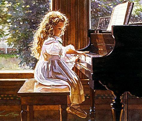 маленькая пианистка - живопись, дети, девочка - оригинал