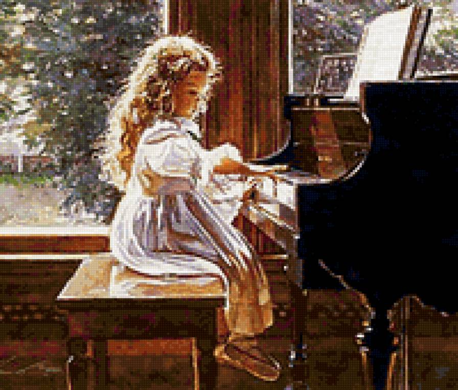 маленькая пианистка - дети, живопись, девочка - предпросмотр
