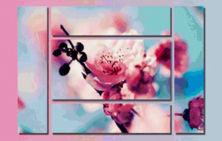 цветок сакуры - модульная картина - предпросмотр