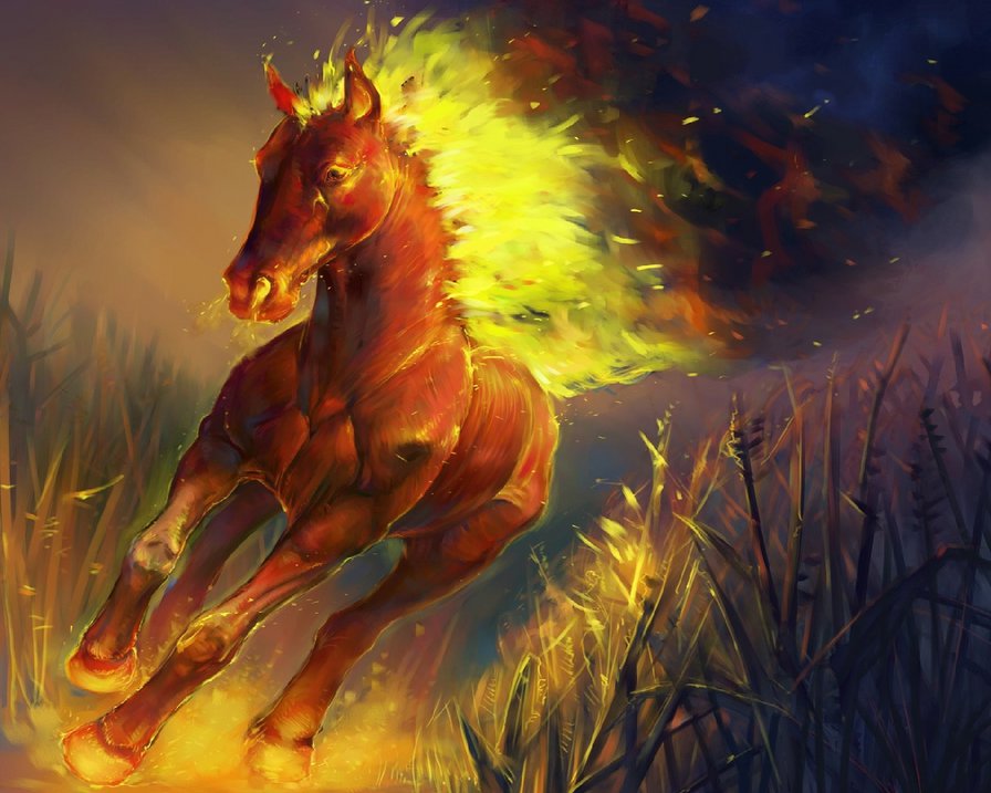 горящая лошадь - оригинал