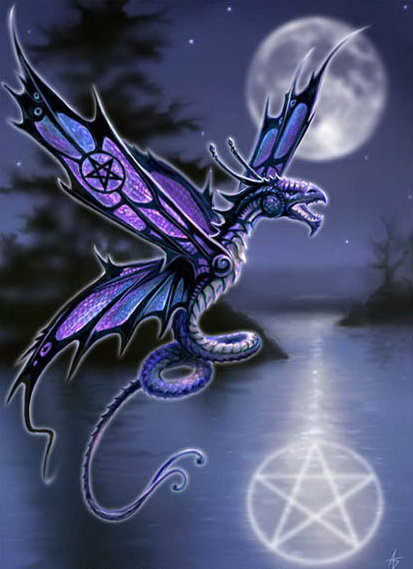 Дракон и пентаграмма - животные, фентази, дракон, символ - оригинал