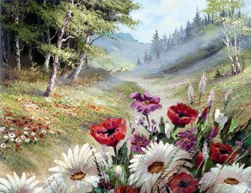 Пейзаж - пейзаж, живопись, цветы - оригинал
