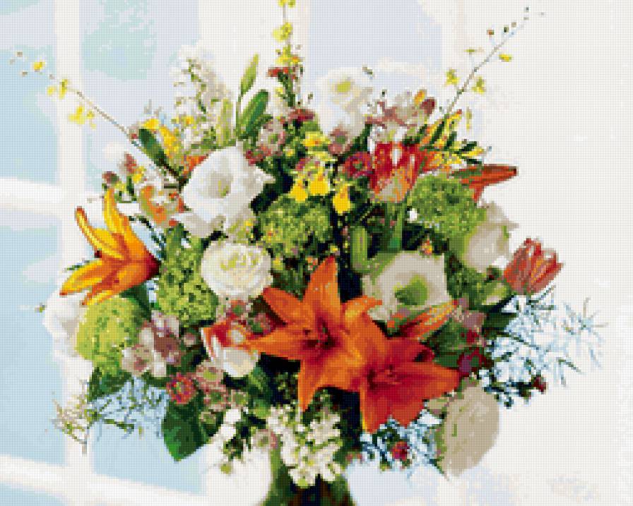 Букет - лилии, букет, ваза с цветами, цветы - предпросмотр