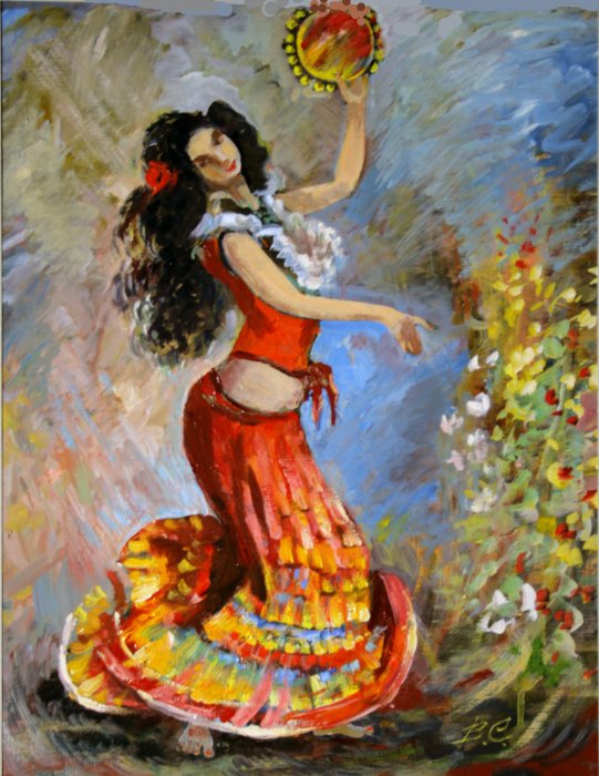 Танец цыганки - танец, цыганка, девушка, картина - оригинал