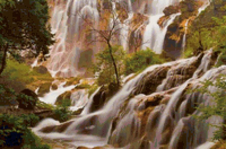 Китайский пейзаж - водопад, пейзаж, красота, природа, китай - предпросмотр