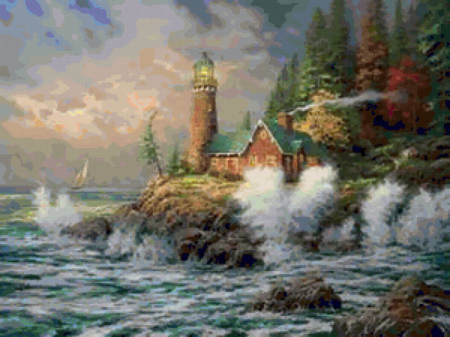 маяк - маяк, пейзаж, море, шторм, природа - предпросмотр