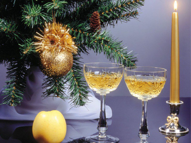 Новый Год - свечи, бокалы, красота, новый год, елка - оригинал