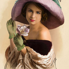 Оригинал схемы вышивки «дама в шляпке» (№142409)