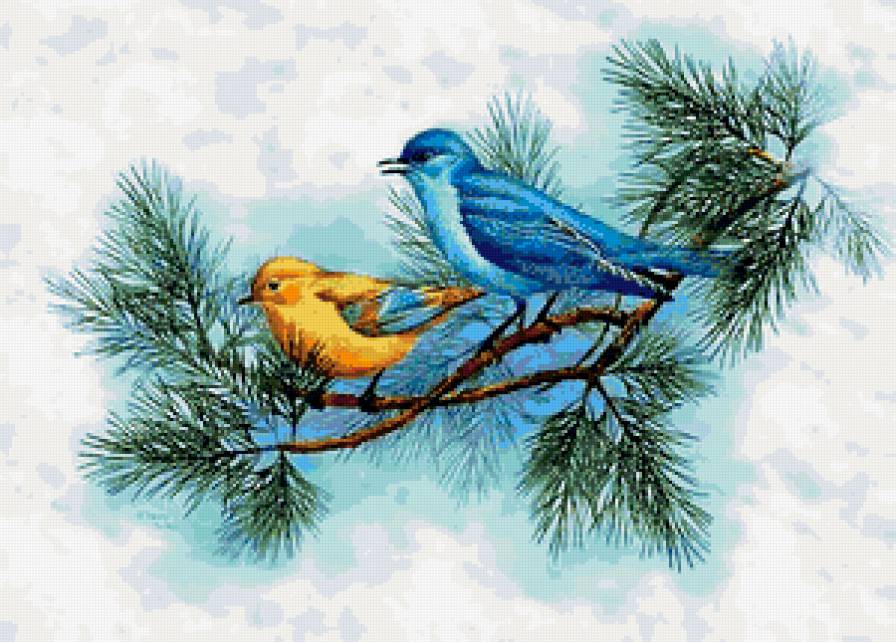 птицы на дереве - предпросмотр